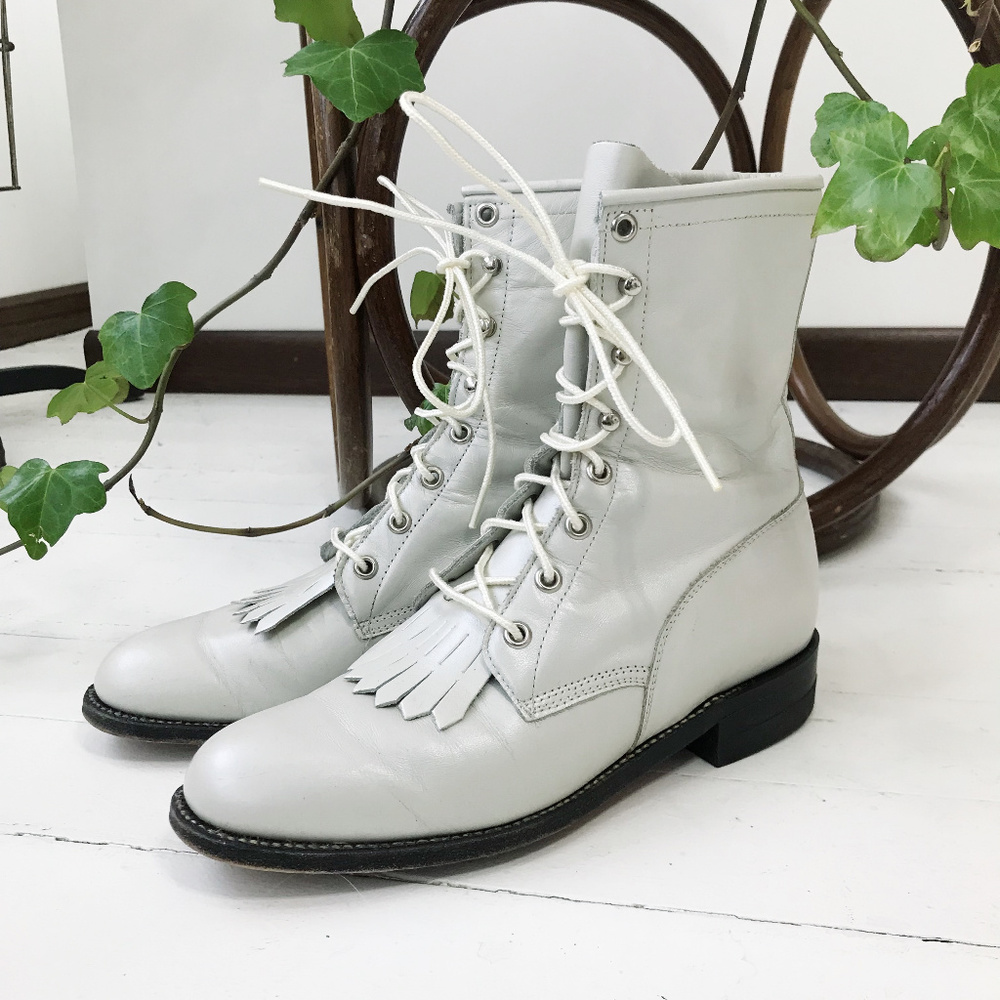 Vintage Justin Lace Up Western Leather Boots